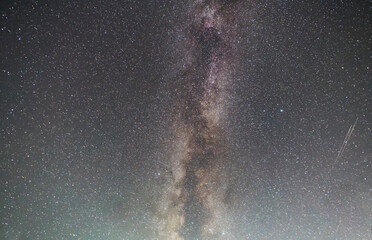 Beautiful bright milky way galaxy. Night photography, starry   sky.