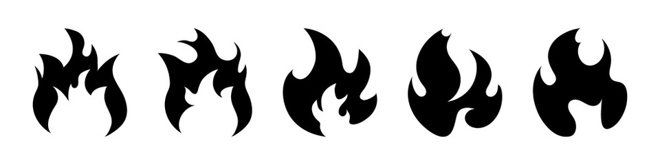 Fire flames. Fire icon set. Fire symbols. Vector illustration