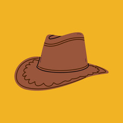 Cowboy western theme wild west concept.Hand drawn colorful vector set. Elements are isolated. Ranch hat. Hand drawn colored flat vector illustration.