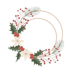 Christmas Wreath with Holly. Vector