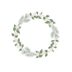 Christmas Wreath with Spruce. Vector