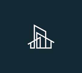 A line art icon logo of a modern house or home / real estate business logo. Modern look logotype.