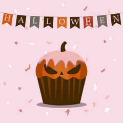 Halloween card design with a Cupcake Pumpkin 