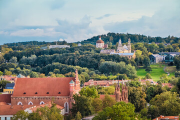 Fototapeta na wymiar Vilnius, Lithuania. Aerial View of Church in old Town