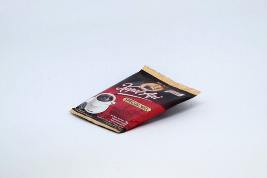 Kapal api coffee sachet photo on a white background on October 4, 2022, in Bekasi, Indonesia