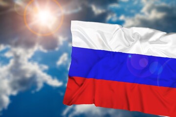 Fototapeta na wymiar Russia flag suitable for banner on sky background