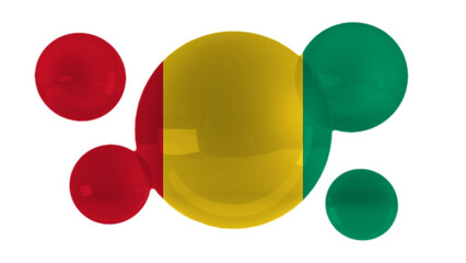 Guinea flag on bubbles and white background