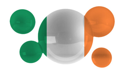 Ireland flag on bubbles and white background
