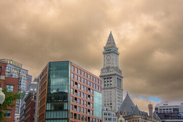 Fototapeta na wymiar View of a corner of the city of Boston, Massachussetts, USA and its architecture