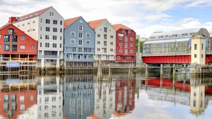 centre ville de Trondheim en Norvège, Gamle Bybro Bryggene i Trondheim