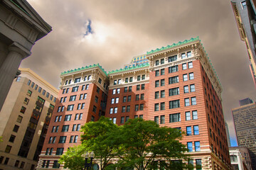 View of a corner of the city of Boston, Massachussetts, USA and its architecture