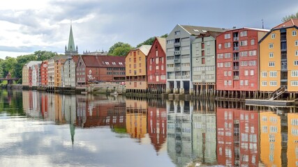 centre ville de Trondheim en Norvège, Gamle Bybro Bryggene i Trondheim
