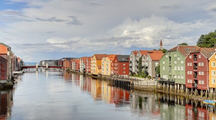 centre ville de Trondheim en Norvège, Gamle Bybro Bryggene i Trondheim