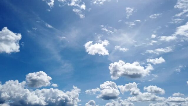 Blue sky with white clouds timelapse