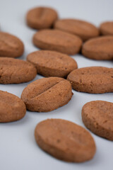 brown coffee biscuits cookie closeup.