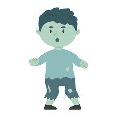 Cartoon zombie boy. Kid illustration for Halloween.