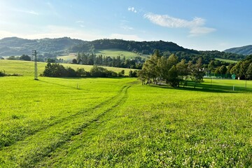 summer landscape around the village of Bordovice under the Velky Javornik mountain