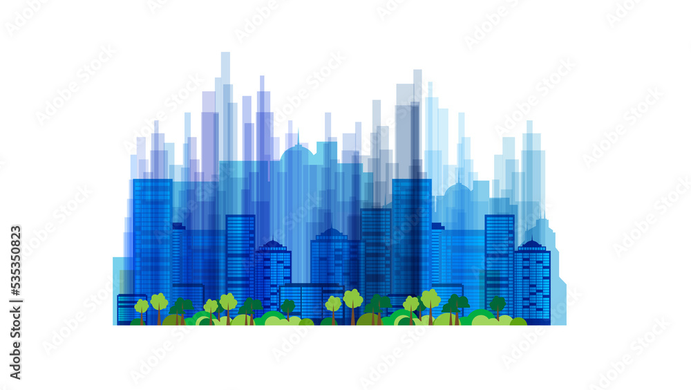 Wall mural silhouette of the city scene