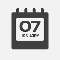 Icon day date 7 January, template calendar page