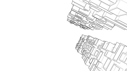 City illustration architectural vector drawing