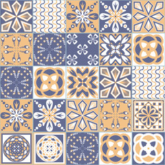 Azulejo Style Decorative Ceramic Tile Blue Purple Beige White Pastel Color Portuguese Pattern for Kitchen and Bathroom Wall Decoration