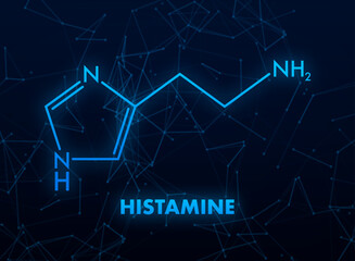 Histamine concept chemical formula icon label, text font vector illustration