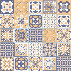 Azulejo talavera ceramic tile spanish pattern, colorful traditional vintage background, vector illustration