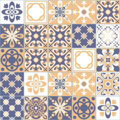 Azulejo tiles spanish traditional pattern, seamless pattern for kitchen and bathroom wall decoration, vector illustration