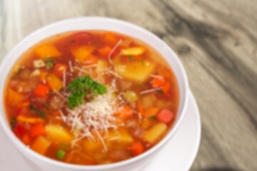 defocused abstract background of soupy food dish