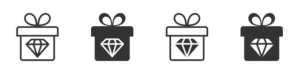 Box with diamond icon. Present gift box icon. Vector illustration.