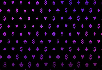 Dark pink, blue vector template with poker symbols.