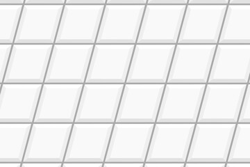 White rhombus tile slanted seamless pattern. Interior or exterior diamond mosaic texture. Kitchen backsplash background. Bathroom or toilet ceramic wall or floor decoration. Vector flat illustration