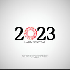 2023 happy new year. elegant numbers against the background of flickering fireworks. happy new year banner for greeting card, and calendar.