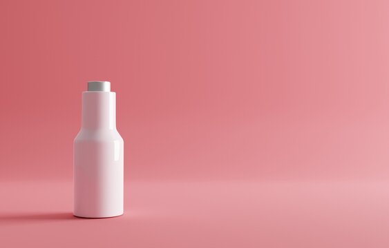 white bottle on pink
