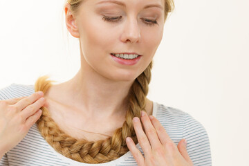 Blonde girl with braid hair