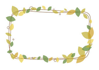 Fototapeta premium シンプル可愛い葉っぱのフレーム枠イラスト