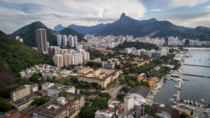 view of the city of rio de janeiro, brazil through the lens of a drone