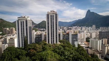 Poster view of the city of rio de janeiro, brazil through the lens of a drone © brefsc1993