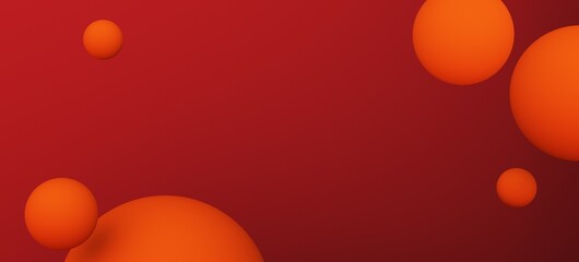 3d render abstract sphere on red background. mock-up podium