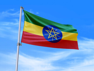 Ethiopia flag waving in the wind