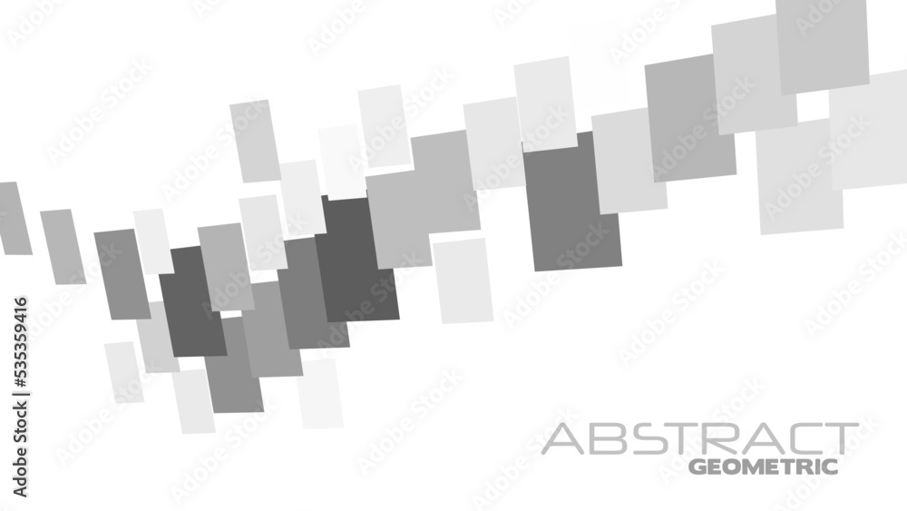 Poster Abstract geometric illustration with chain of grey blocks