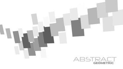 Abstract geometric illustration with chain of grey blocks