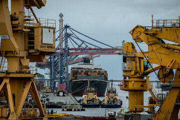 seaport of rio de janeiro, brazil full of ships with many containers for importing products