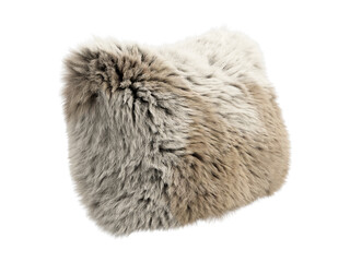 Beige fluffy rectangular eco fur accent pillow. 3d render
