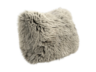 Beige fluffy rectangular eco fur accent pillow. 3d render