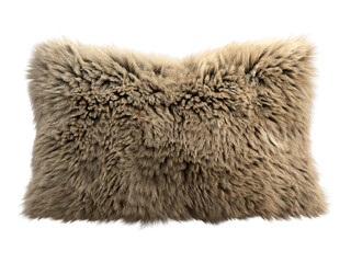 Beige fluffy rectangular eco fur accent pillow. 3d render
