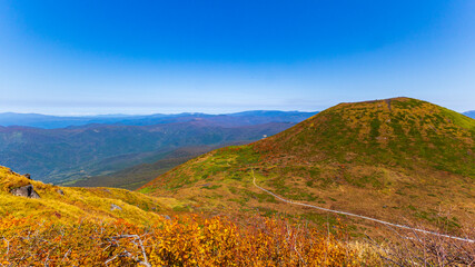 秋田駒ヶ岳　男女岳と紅葉の登山道