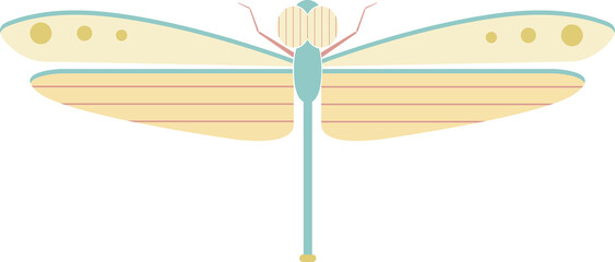 Dragonfly insect. Decorative ornate  design. Geometric insect illustration in flat style