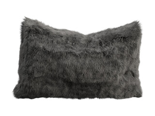 Black fluffy rectangular eco fur accent pillow. 3d render