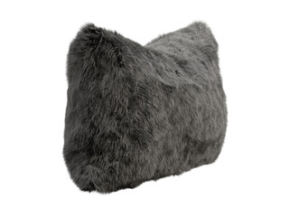 Black fluffy rectangular eco fur accent pillow. 3d render